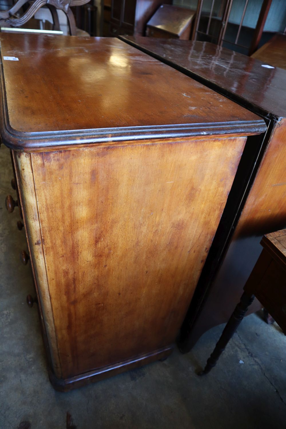 A Victorian mahogany chest of two short and three graduated long drawers, width 105cm